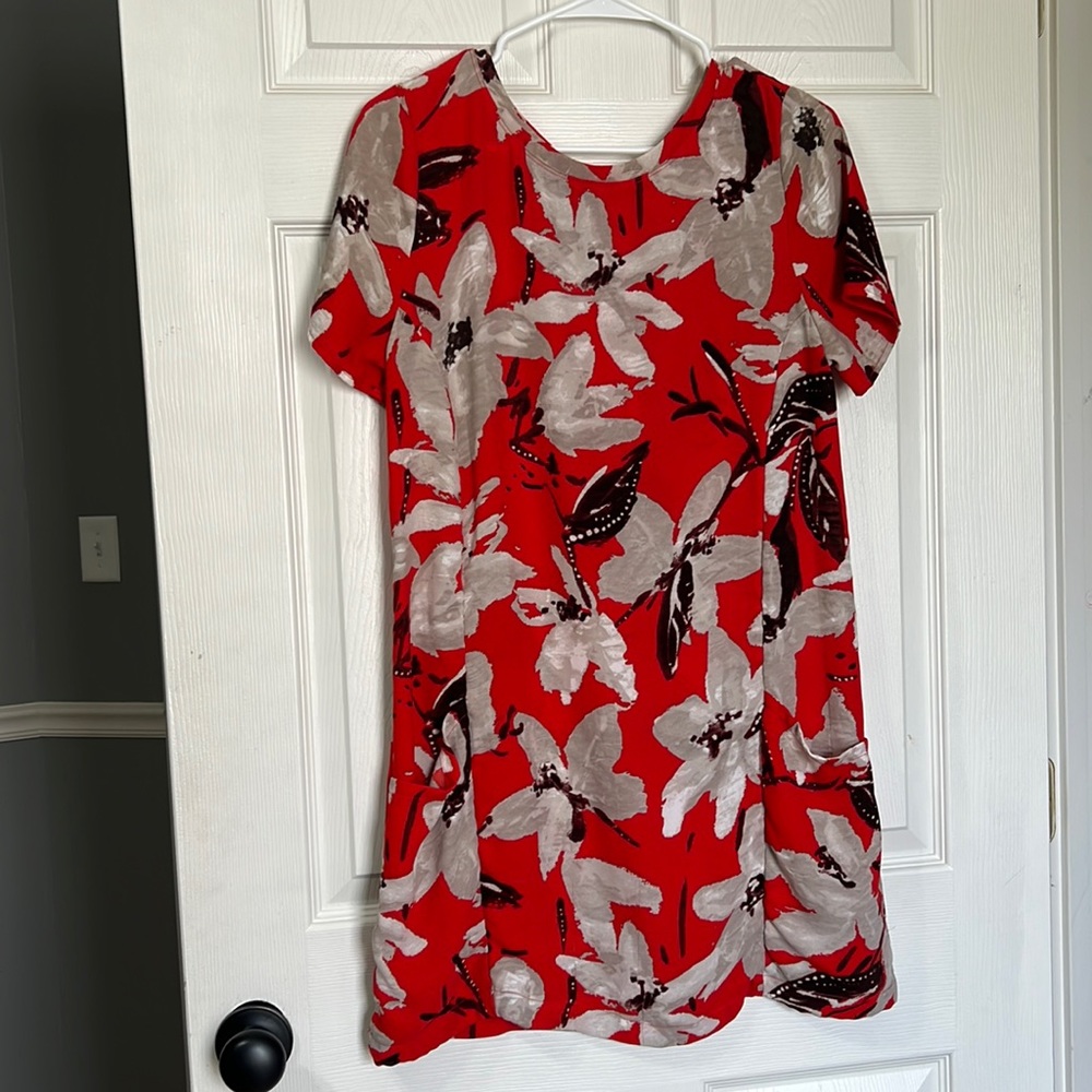 Red floral shirt dress by Abercrombie & Fitch. Size medium. Lightly worn